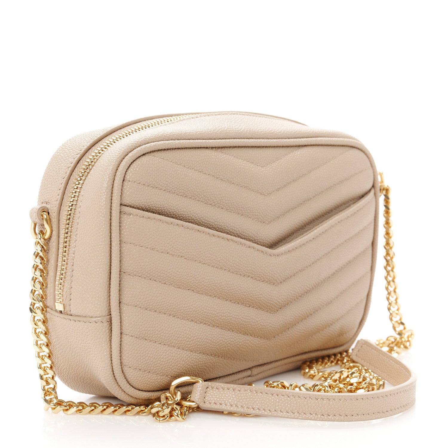 Saint Laurent Grain De Poudre Matelasse Monogram Mini Lou Camera Bag Dark Beige 3 of 10