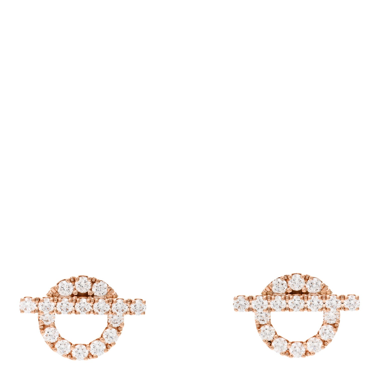 Hermes 18K Rose Gold Diamond Finesse Earrings 1 of 5