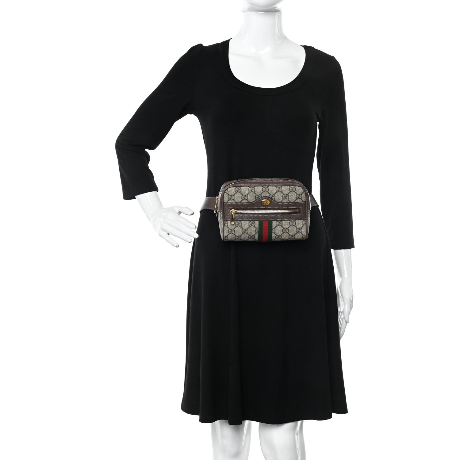 Gucci GG Supreme Monogram Web Small Ophidia Belt Bag 95 38 Dark Brown 2 of 12