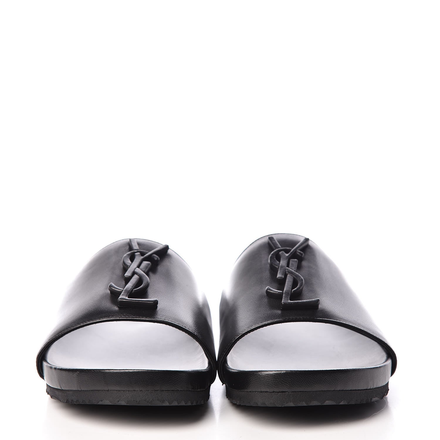 Saint Laurent Calfskin Monogram Joan Slide Sandals 35.5 Black 2 of 8