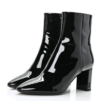 Saint Laurent Patent Loulou Ankle Zip Boot 38.5 Black 3 of 9