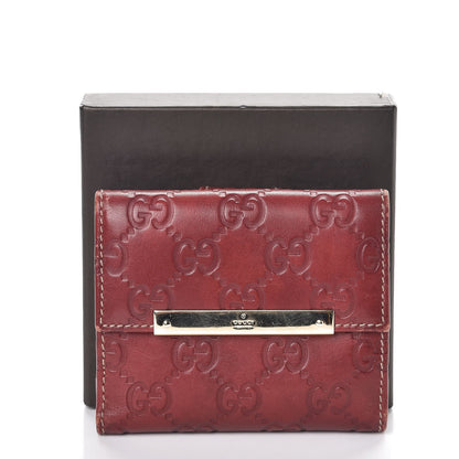 Gucci Guccissima Metal Bar French Flap Wallet Dark Red 8 of 8