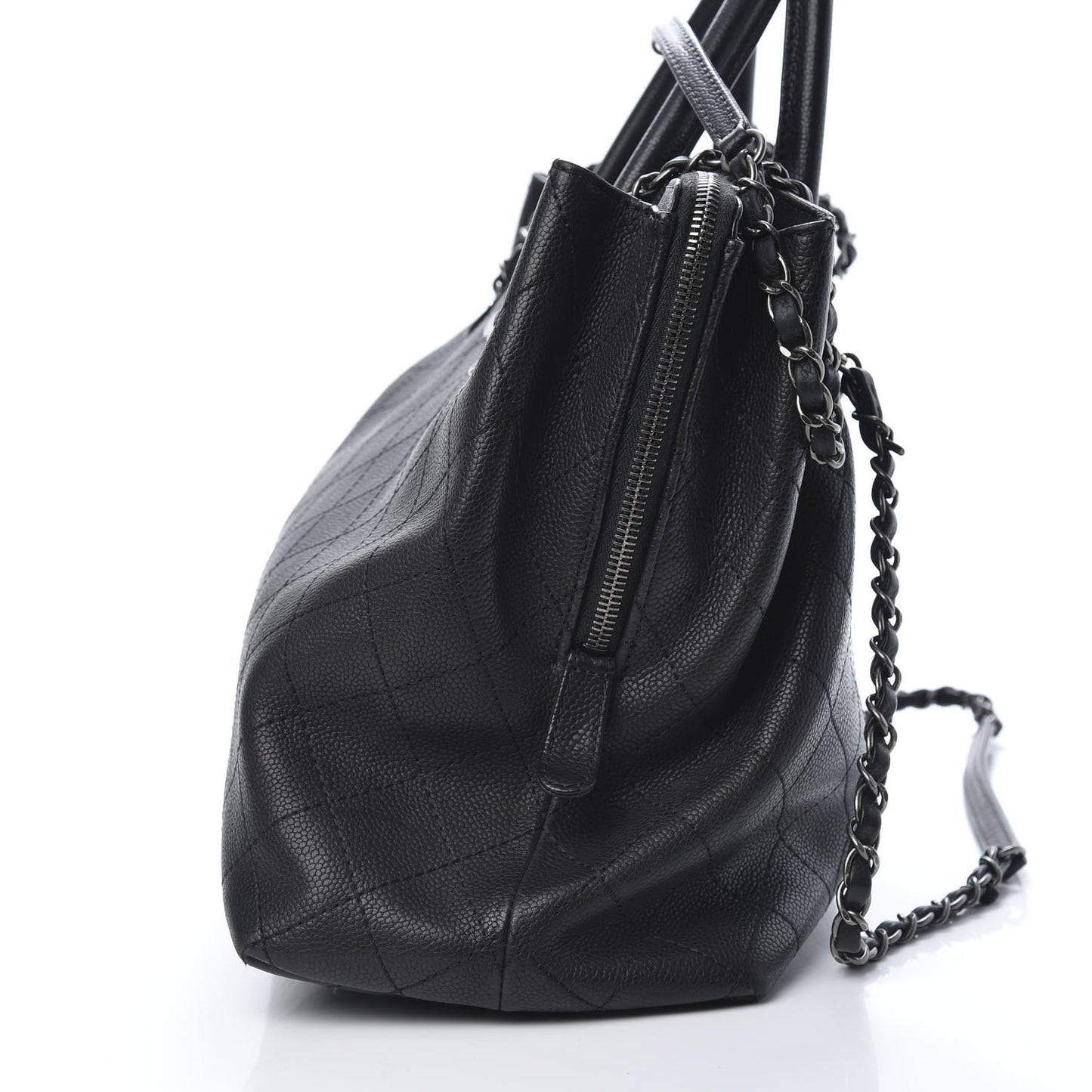 Grained Vegetal Calfskin Urban Shopping Tote Black