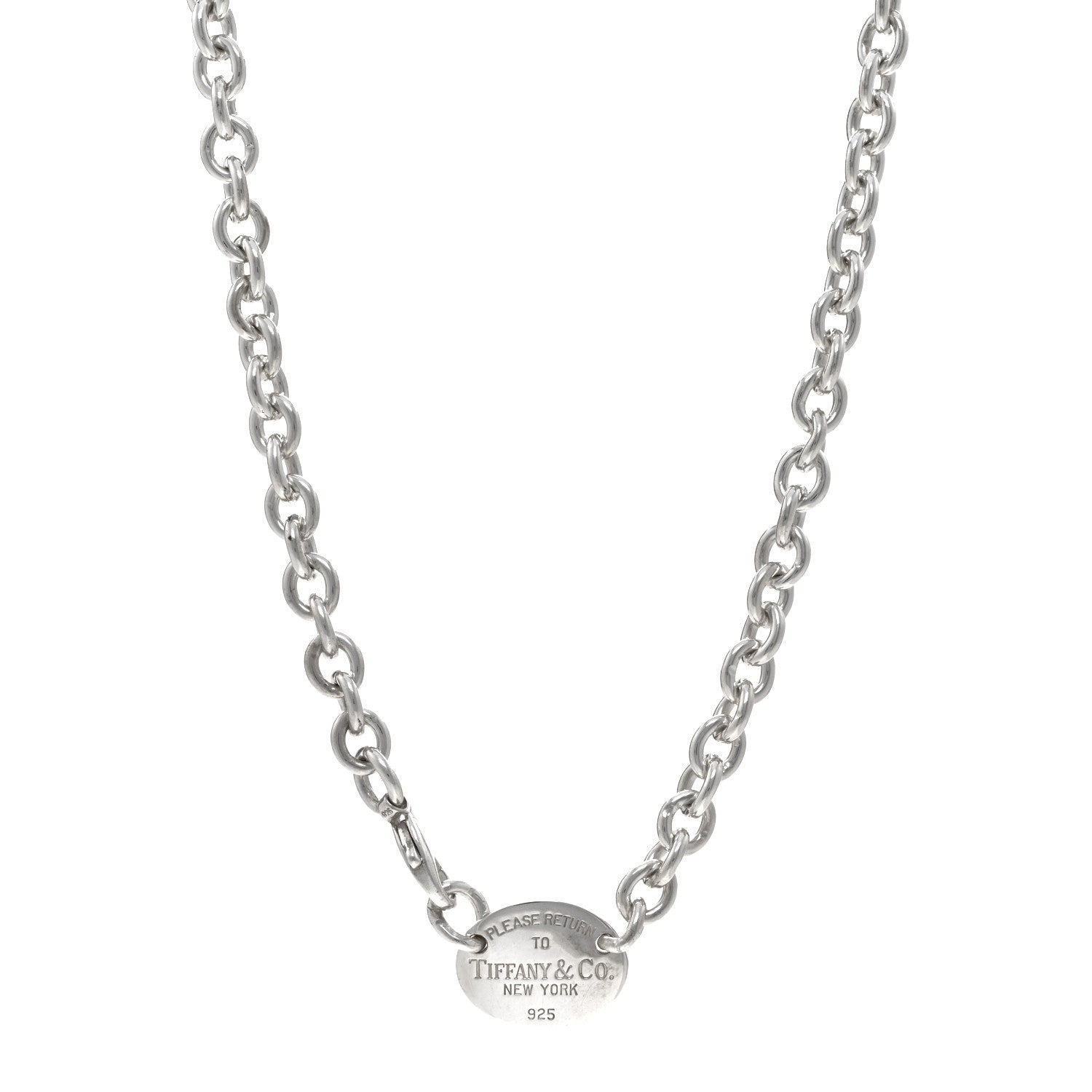 Tiffany Sterling Silver Return to Oval Tag Choker Necklace 1 of 3