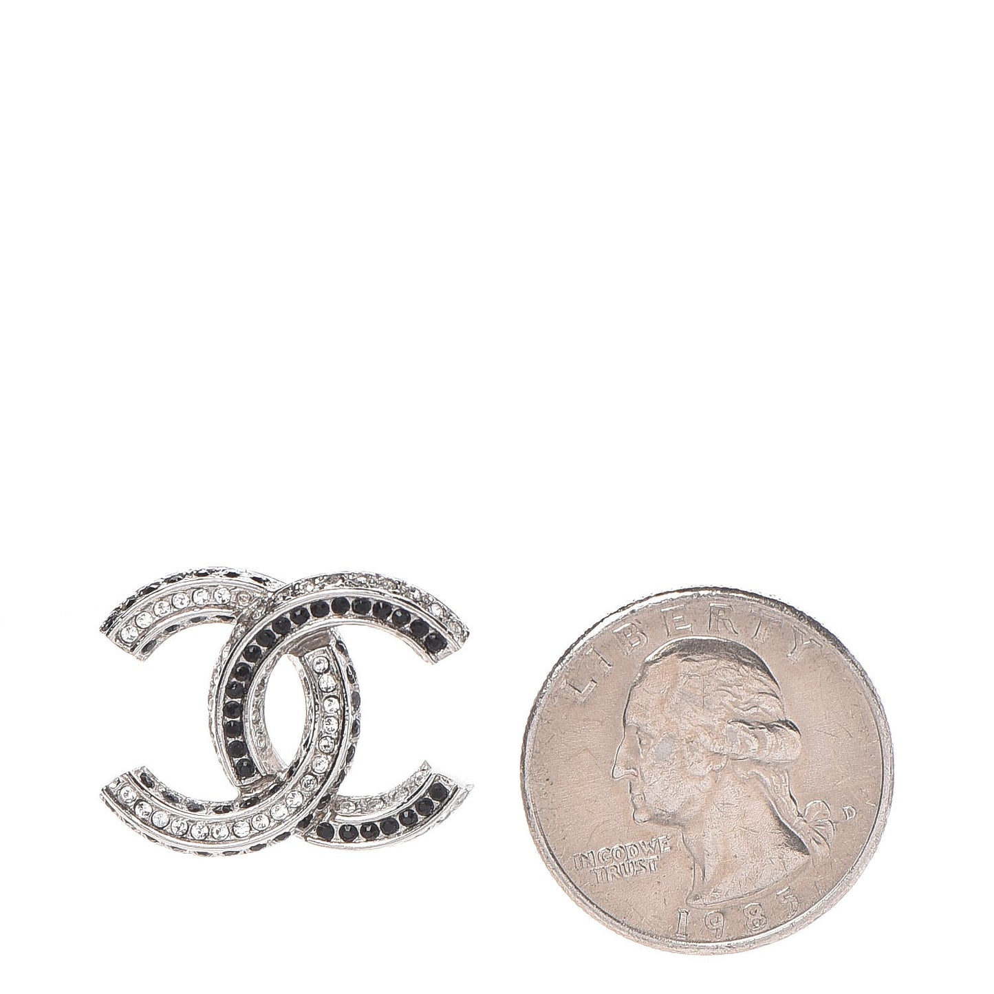 Crystal CC Earrings Silver Black