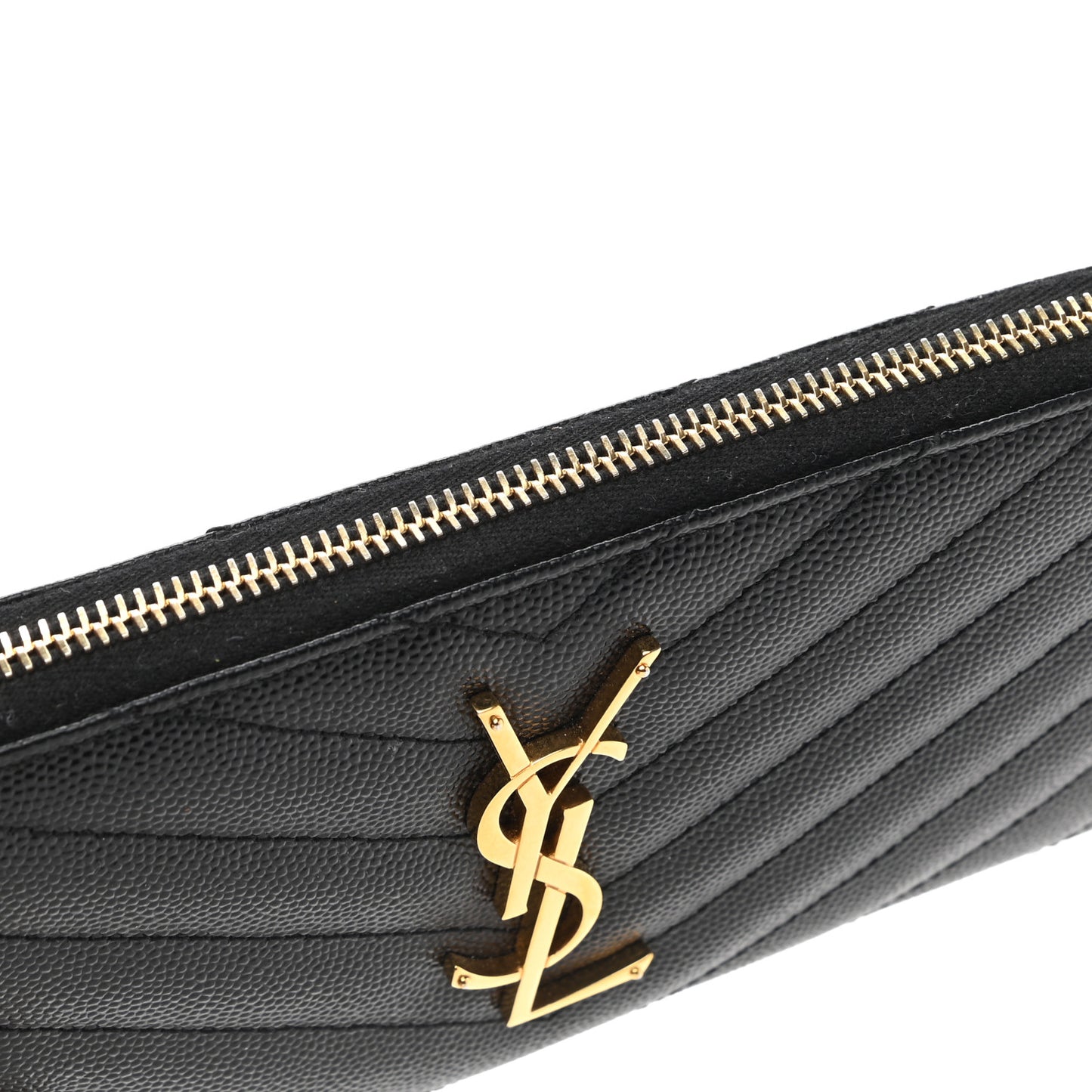 Grain De Poudre Matelasse Chevron Monogram Zip Around Wallet Black