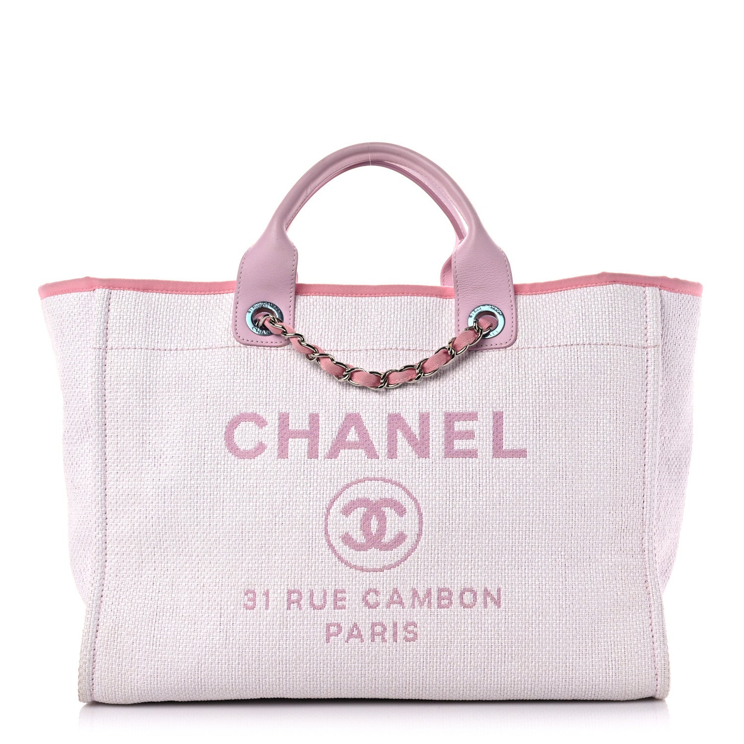 Chanel Woven Straw Raffia Medium Deauville Tote Pink 1 of 16