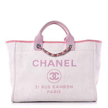 Chanel Woven Straw Raffia Medium Deauville Tote Pink 1 of 16