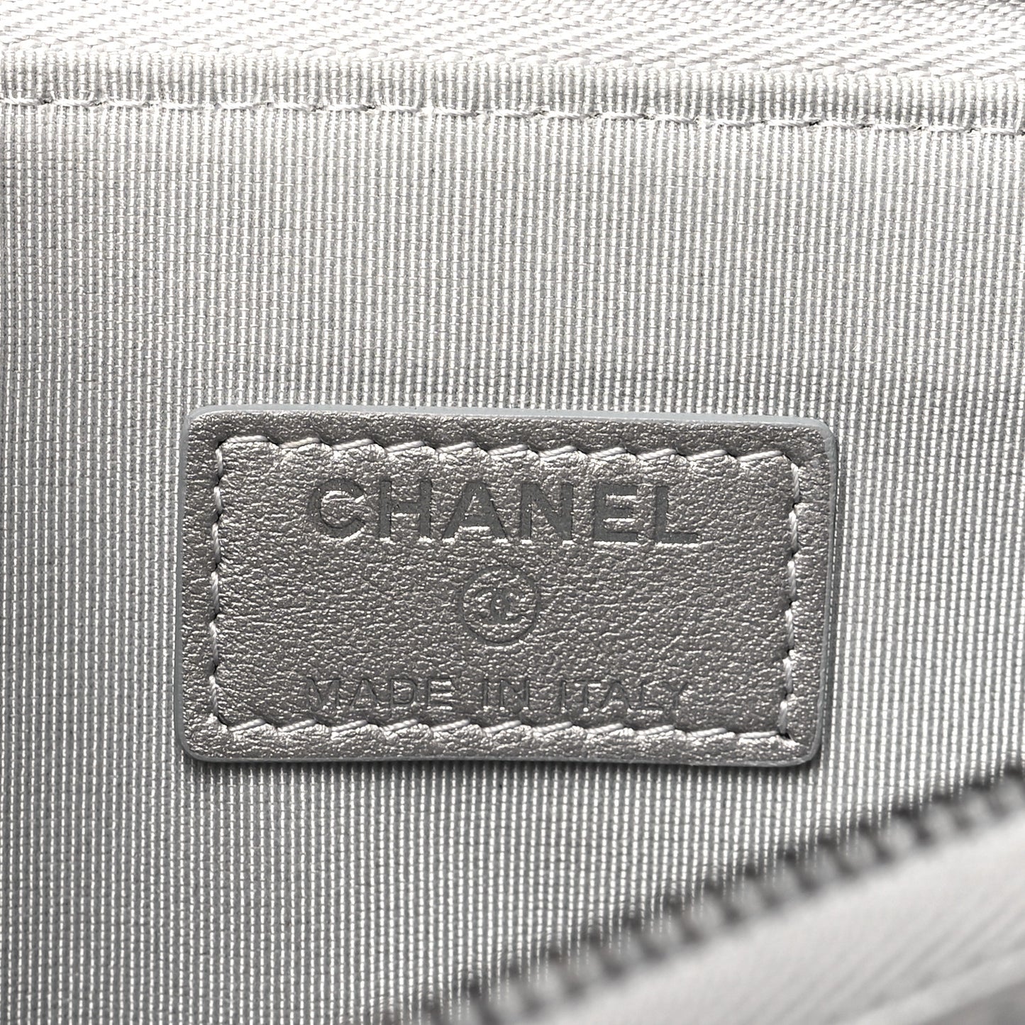 Metallic Lambskin Quilted Clutch With Chain Silver