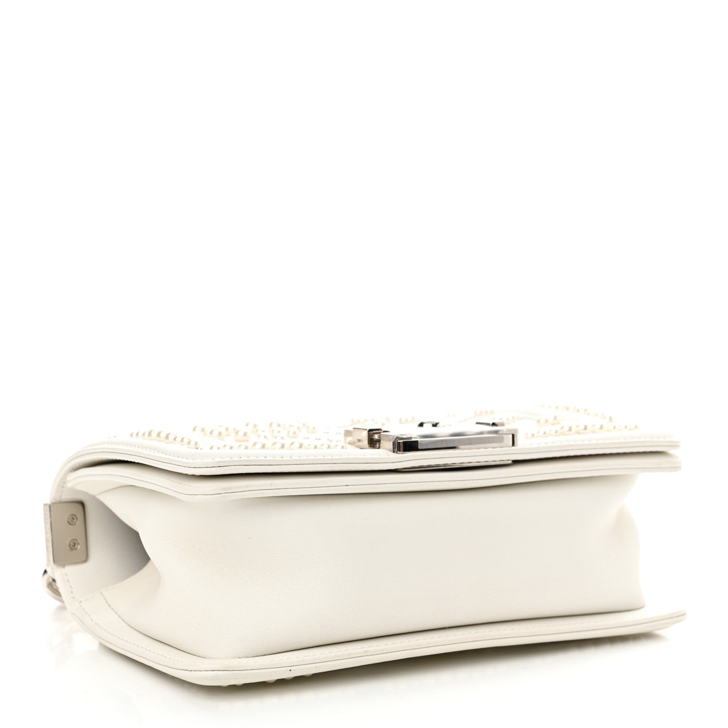Chanel Calfskin Pearl Chevron Small Boy Flap White 4 of 10