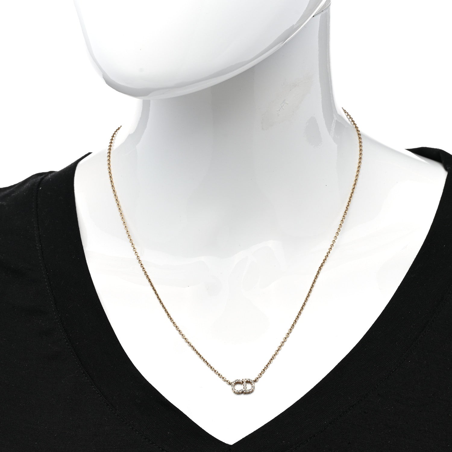 Christian Dior Metal Crystal Clair D Lune Necklace Gold 2 of 6
