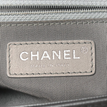Chanel Metallic Caviar Chevron Quilted New Medium Boy Flap Silver 6 of 14