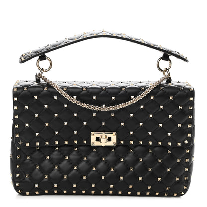 Valentino Garavani Lambskin Large Rockstud Spike Shoulder Bag Black 1 of 9