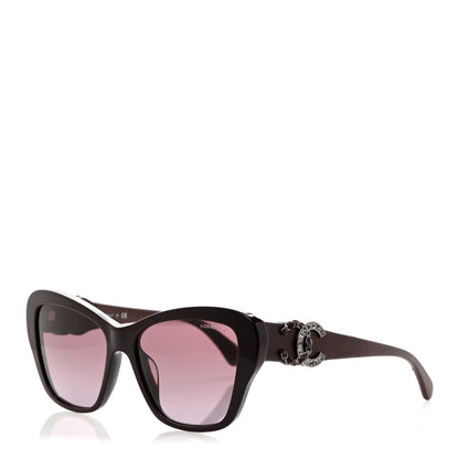 Chanel Acetate Lambskin Crystal Baguette Chain CC Sunglasses 5457-Q-A Burgundy 1 of 9