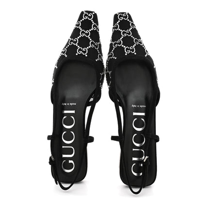 Gucci Tela Retino Kid Scamosciato Crystal GG Monogram Square Demi Ballet Flats  39.5 Black 2 of 12