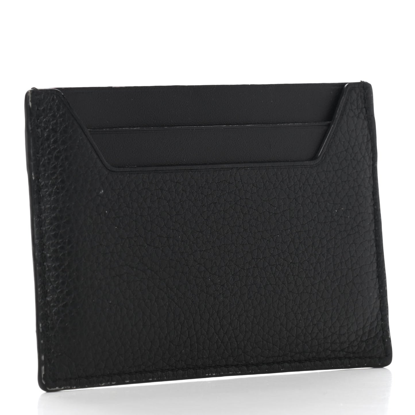 Soft Grained Calfskin Plain Card Holder Black