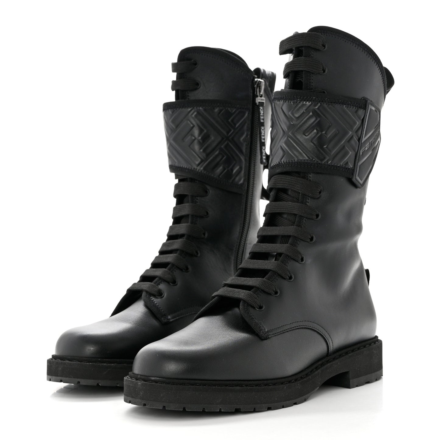 Vitello FF Embossed Biker Boots 36 Black