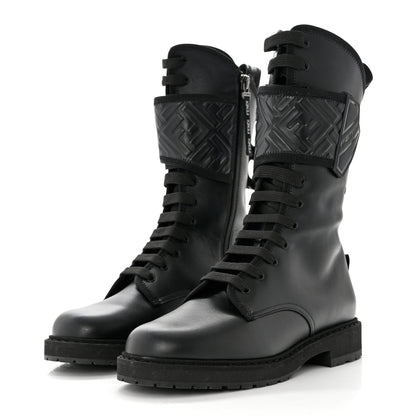 Fendi Vitello FF Embossed Biker Boots 36 Black 3 of 7