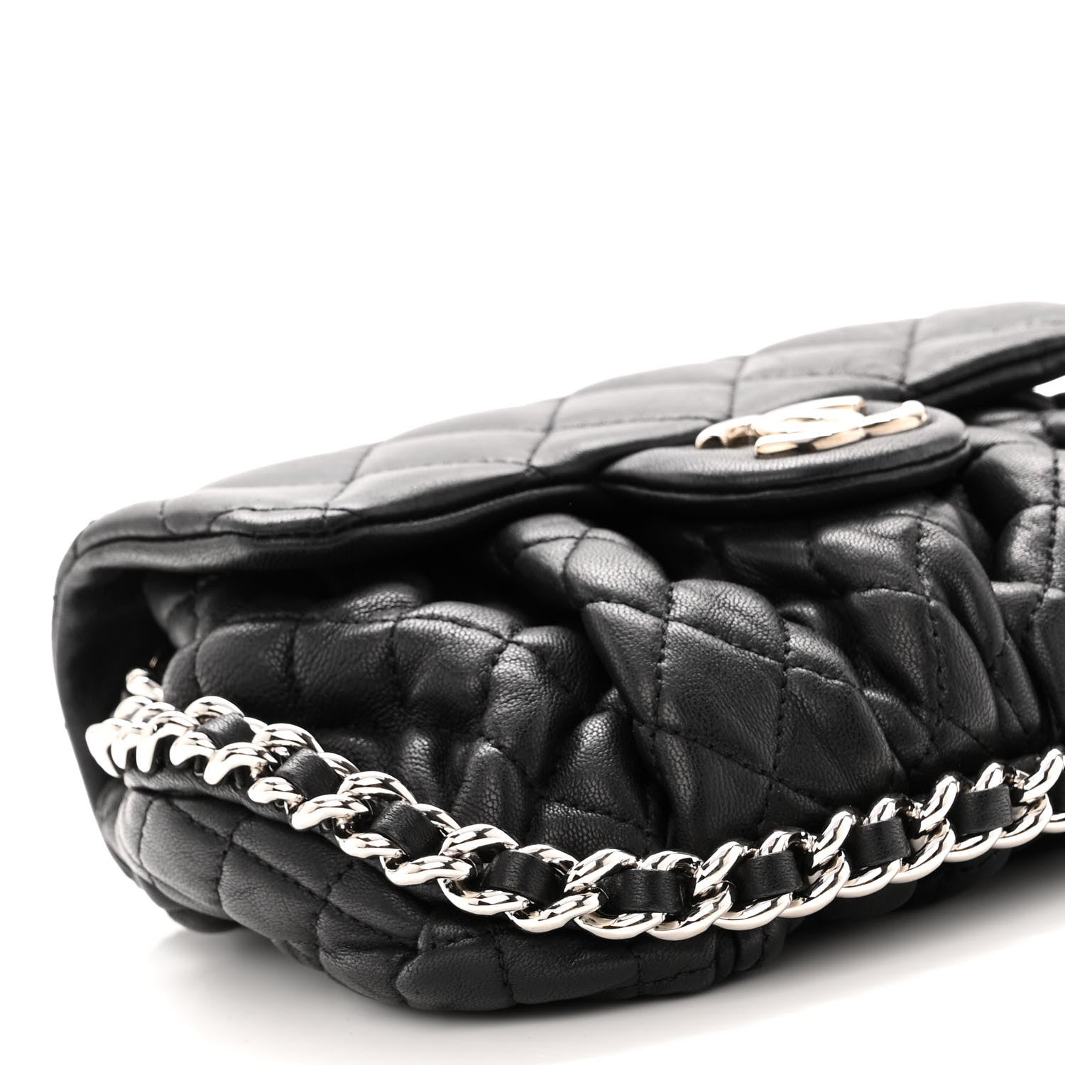 Chanel Washed Lambskin Quilted Mini Chain Around Flap Black 9 of 10