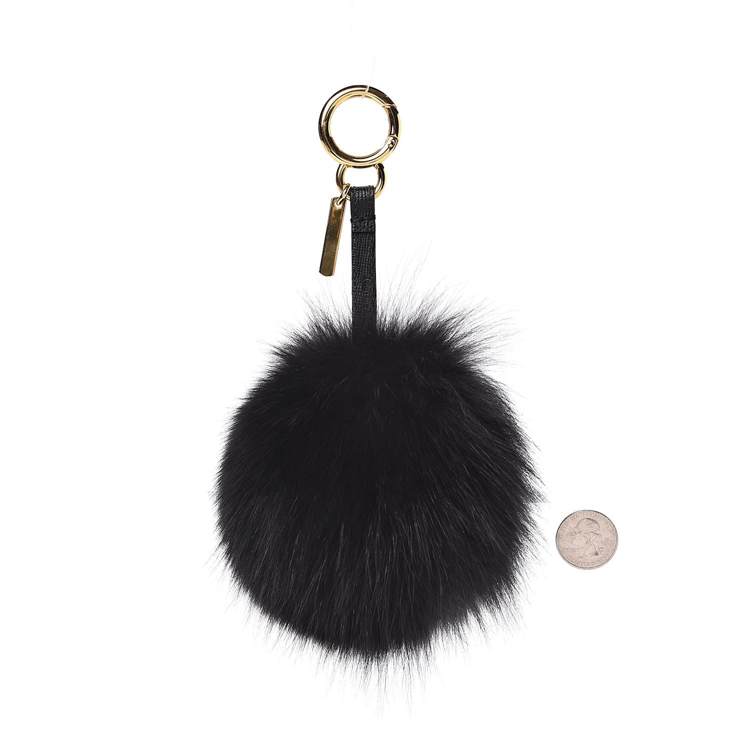Fendi Fox Fur Pom Pom Bag Charm Black 2 of 2