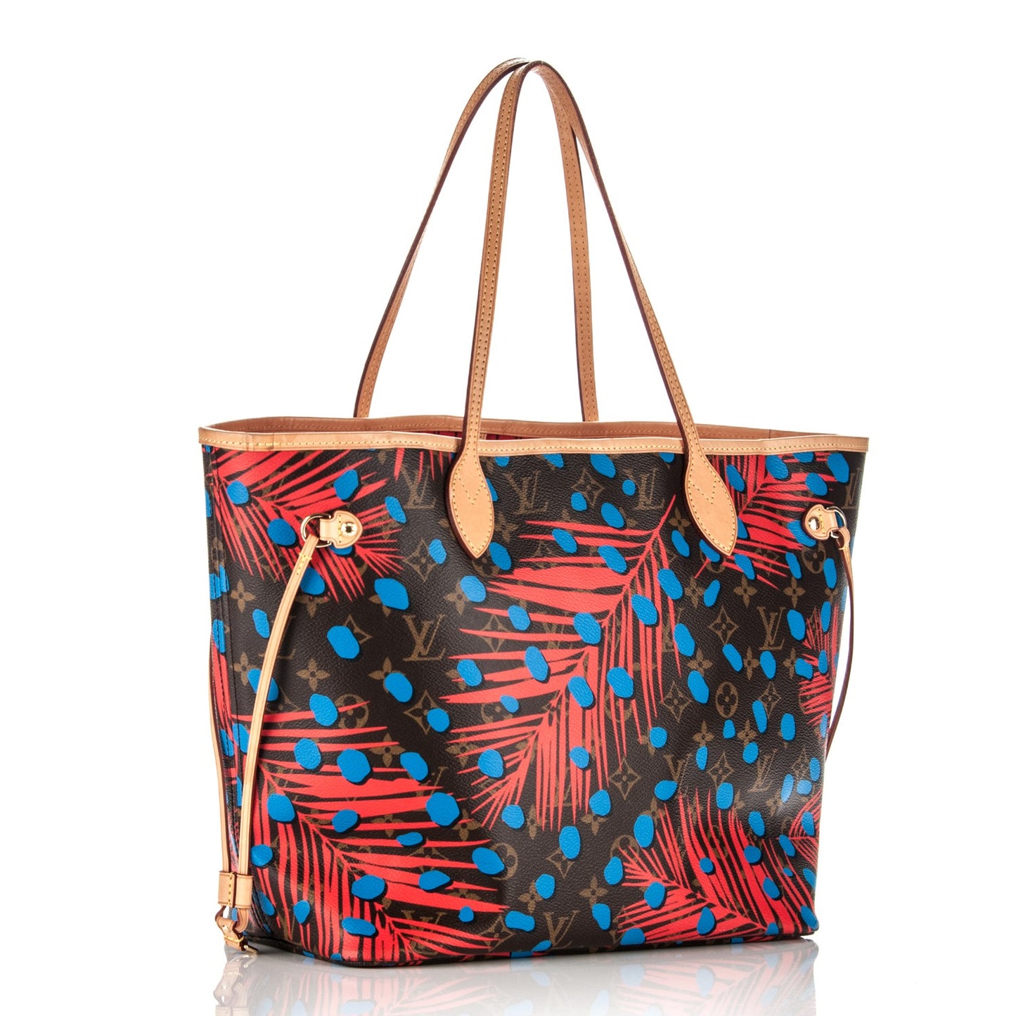 Monogram Jungle Dots Neo Neverfull MM Coquelicot Denim