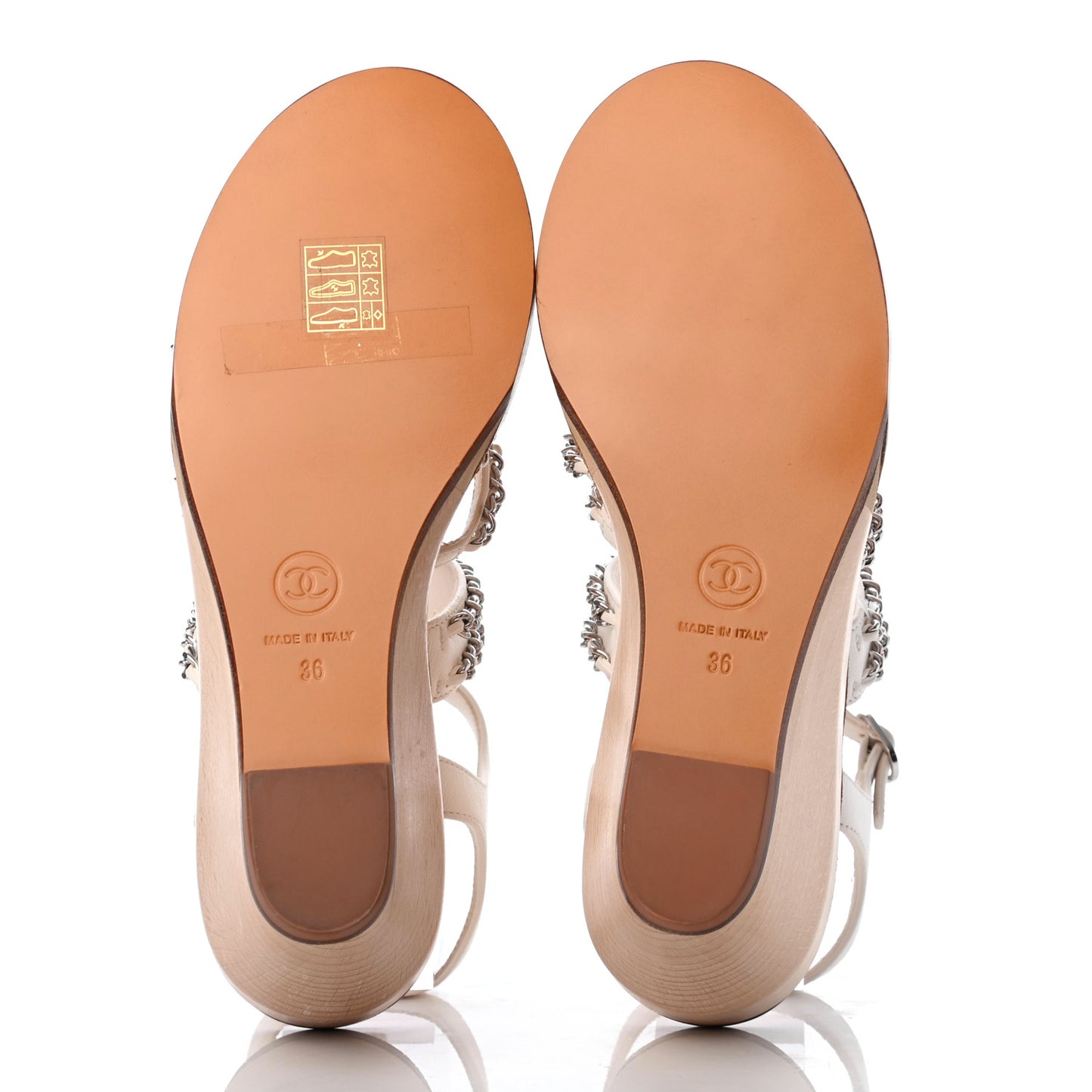 Lambskin Quilted Chain Wedge Sandals 36 White