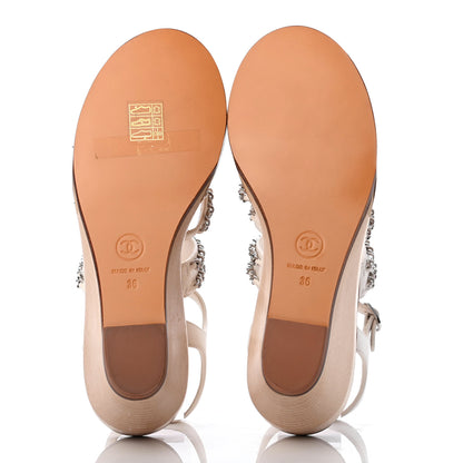 Chanel Lambskin Quilted Chain Wedge Sandals 36 White 5 of 9