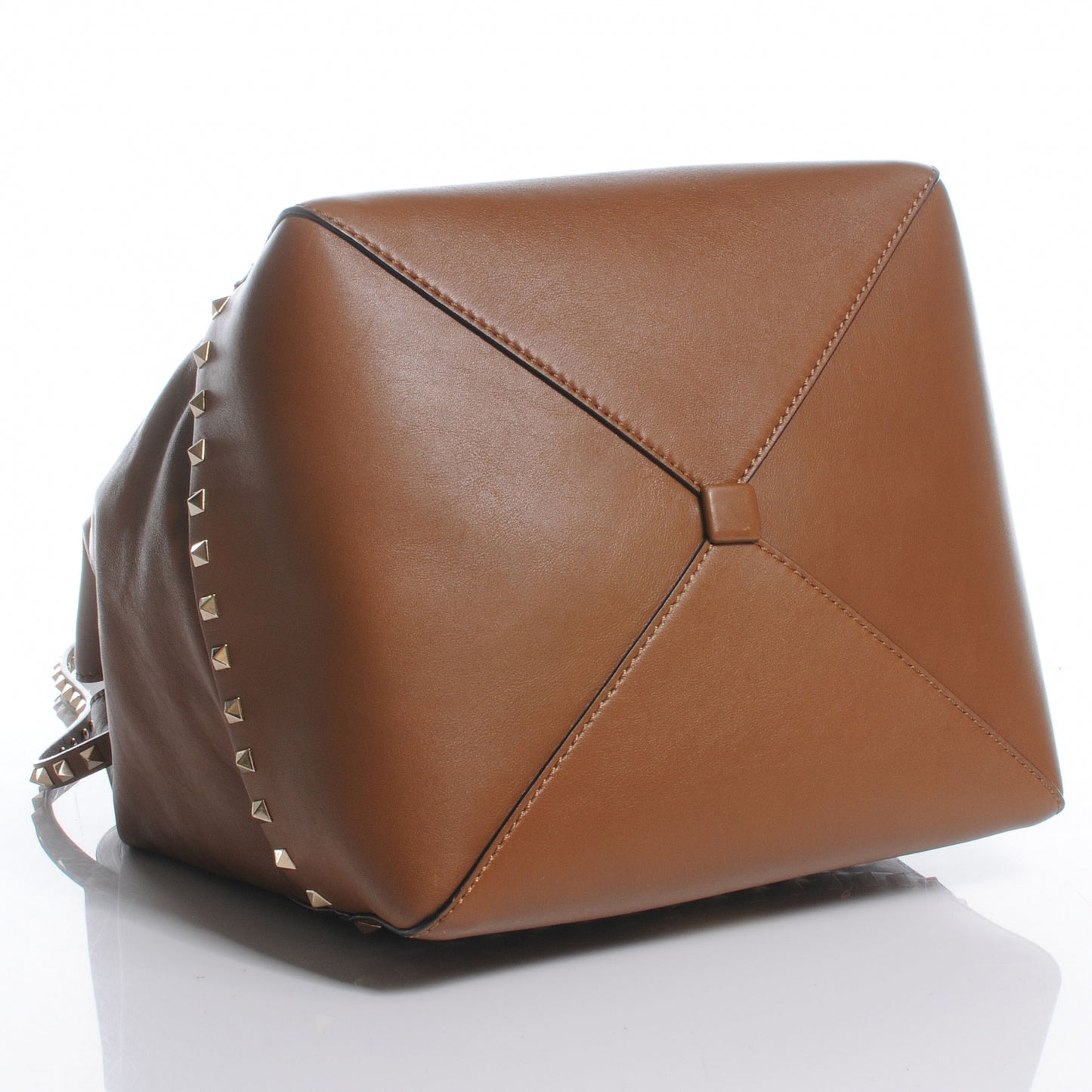Vitello Rockstud All Over New Dome Bucket Tote Cognac