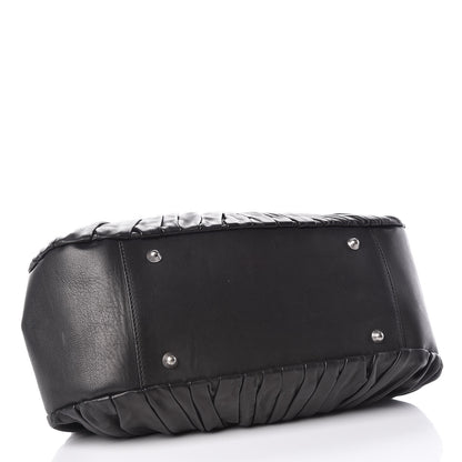 Christian Dior Lambskin Plisse Pleated Frame Satchel Black 4 of 16