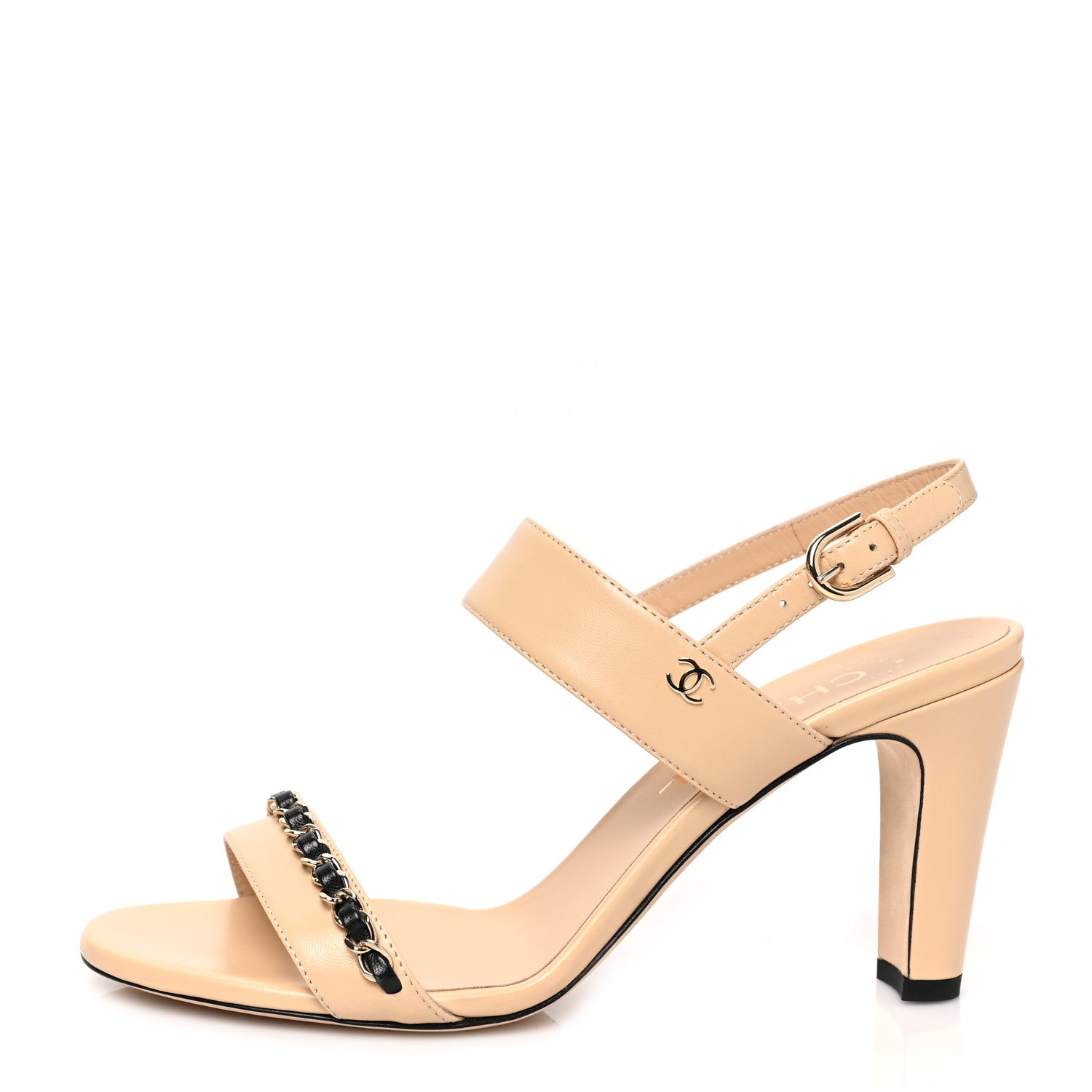 Chanel Lambskin Chain Sandals 37 Beige 1 of 8