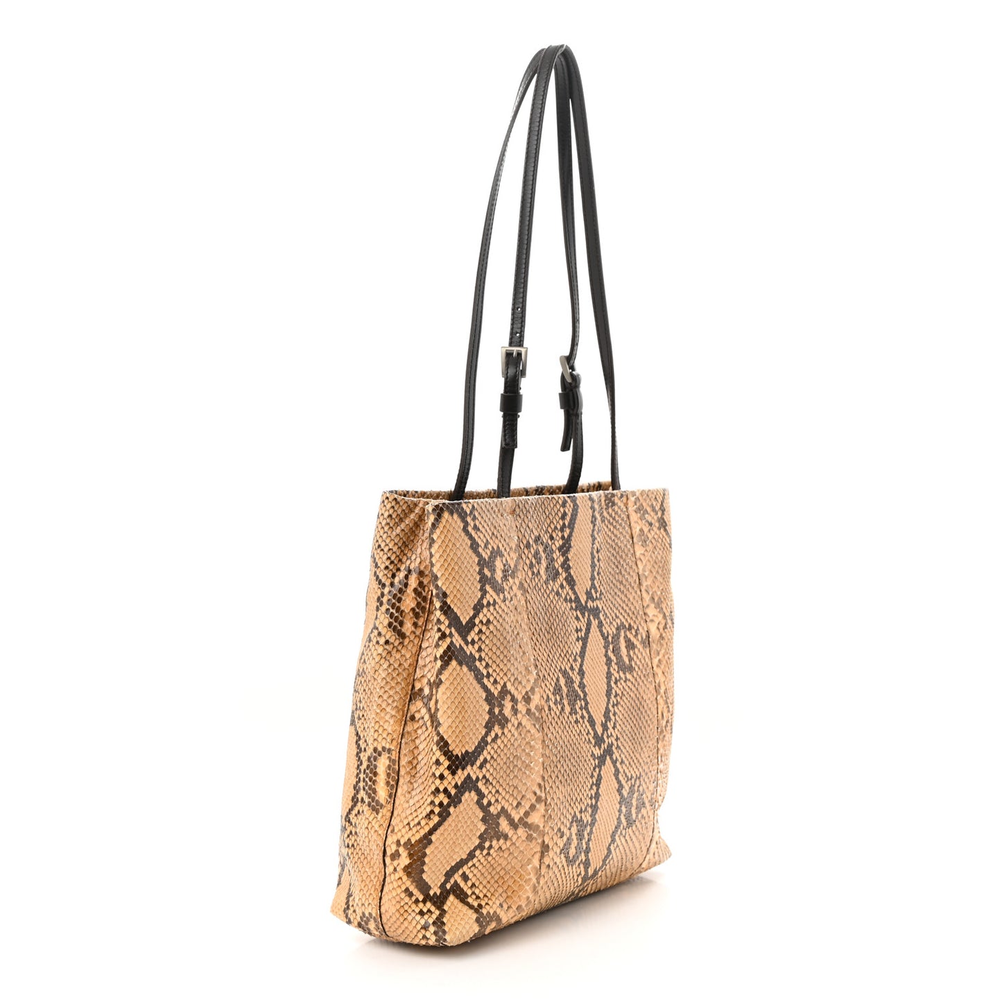 Snakeskin Triangle Shoulder Bag Beige