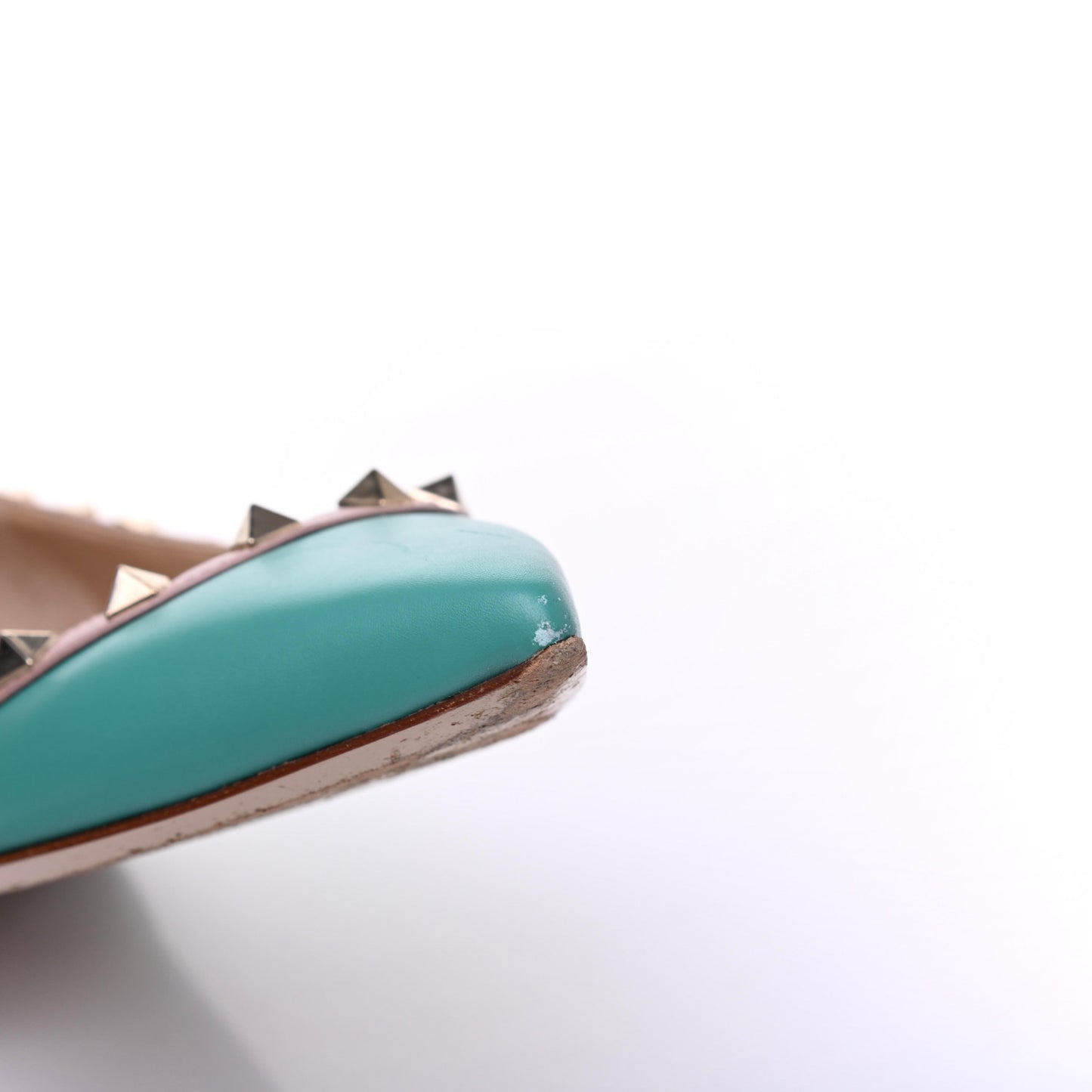 Calfskin Nappa Rockstud Ballerina Flats 37.5 Colibri Poudre