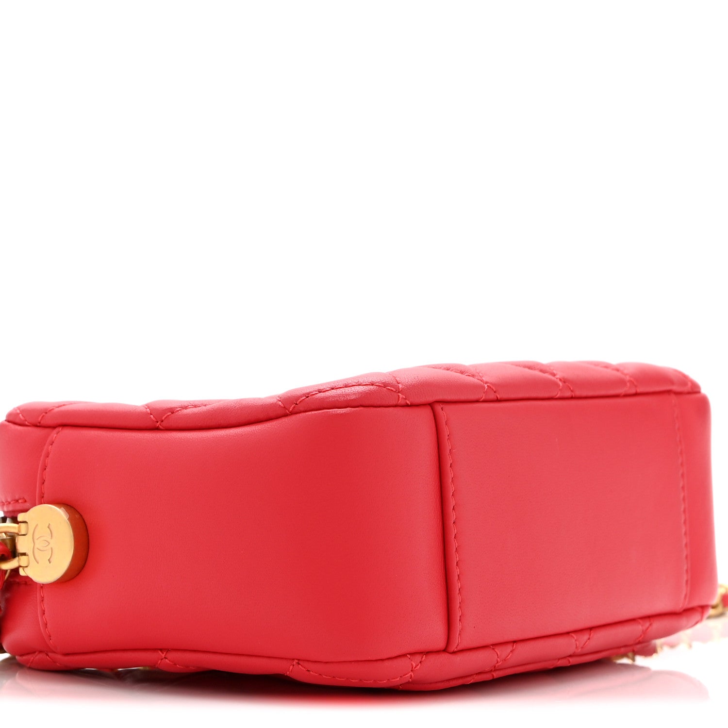 Chanel Lambskin Quilted CC Pearl Crush Camera Case Red 9 of 10