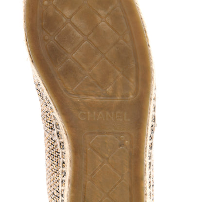 Chanel Metallic Tweed CC Espadrilles 38 Beige Black 6 of 10