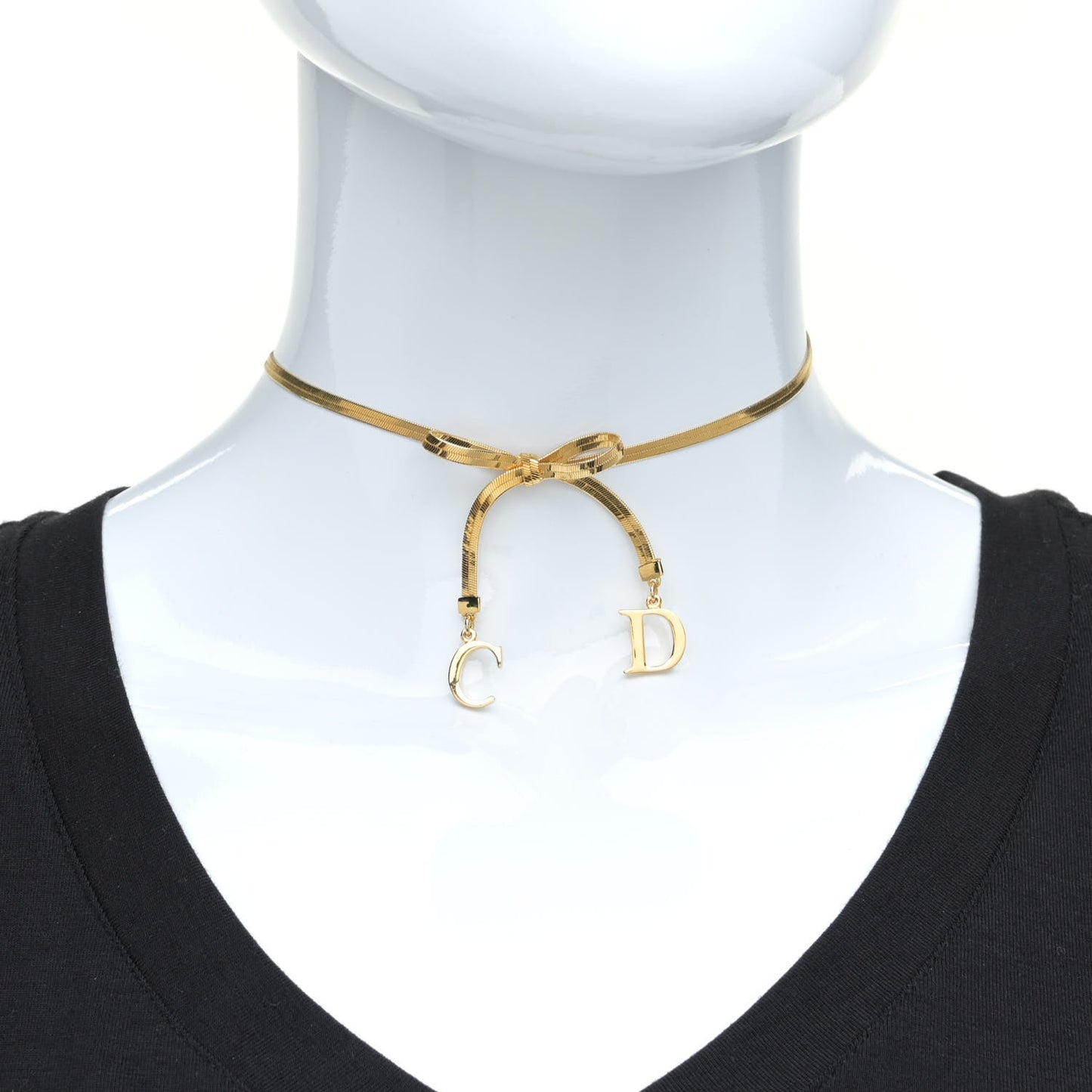 Bow CD Necklace Gold
