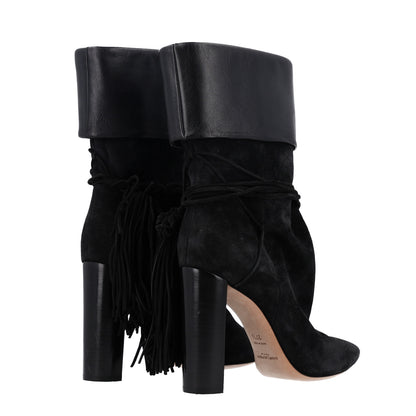 Saint Laurent Calfskin Suede Tanger Tassel Boot 37.5 Black 5 of 11