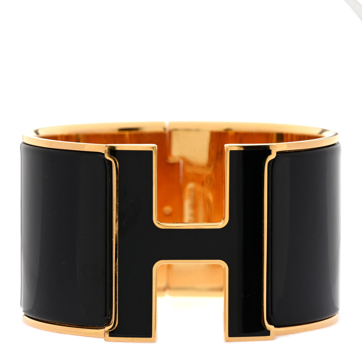 Hermes Enamel Extra Wide Clic Clac H Bracelet PM Black 1 of 6
