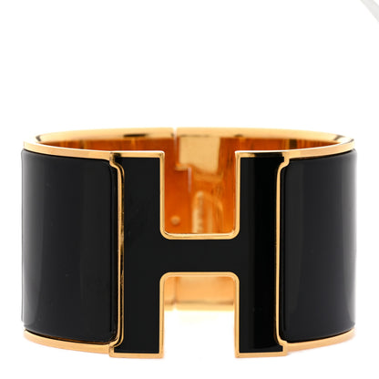 Hermes Enamel Extra Wide Clic Clac H Bracelet PM Black 1 of 6
