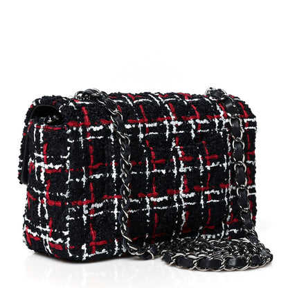 Chanel Tweed Quilted Mini Rectangular Flap Navy Blue White Red 2 of 10