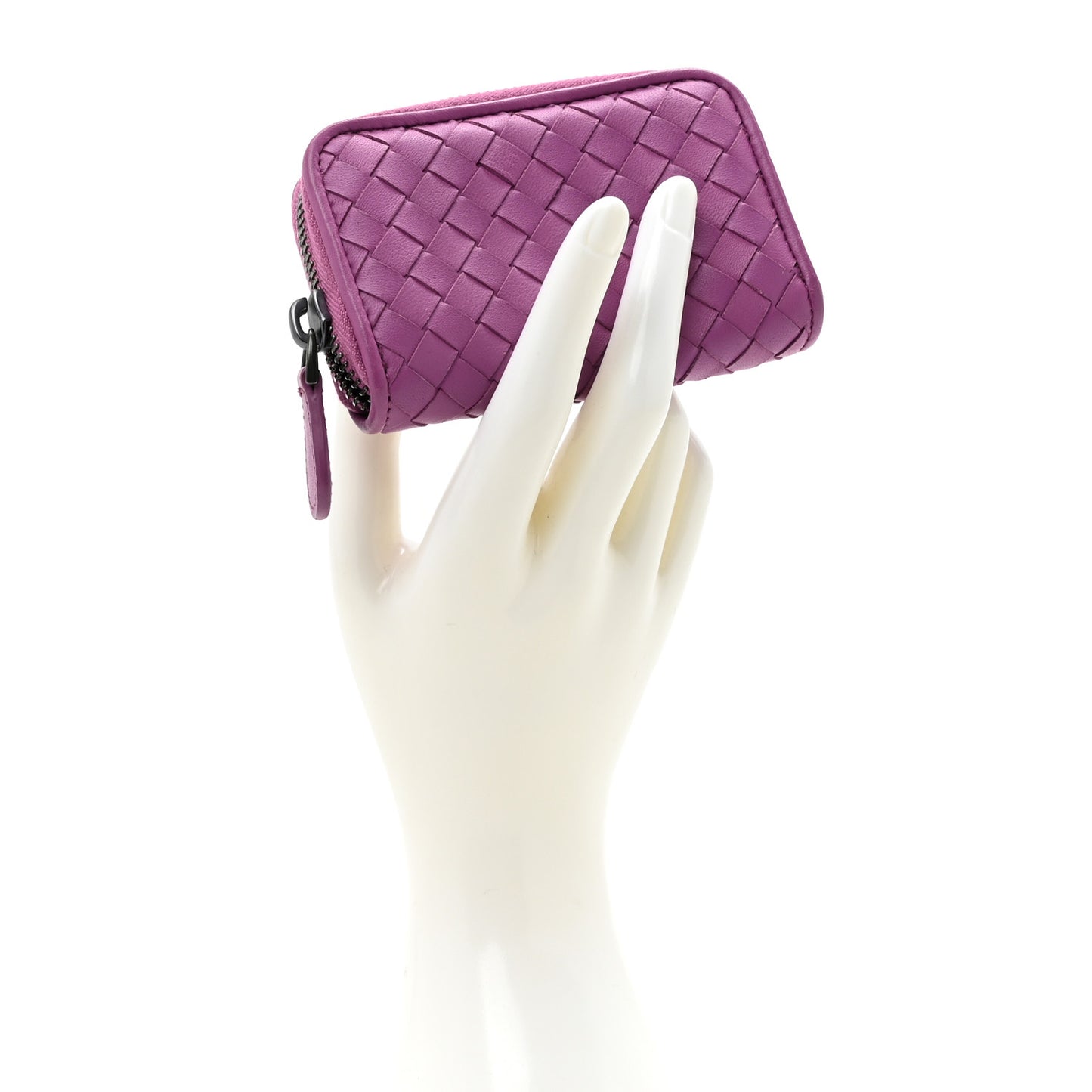 Nappa Intrecciato Zip Around Coin Purse Peony