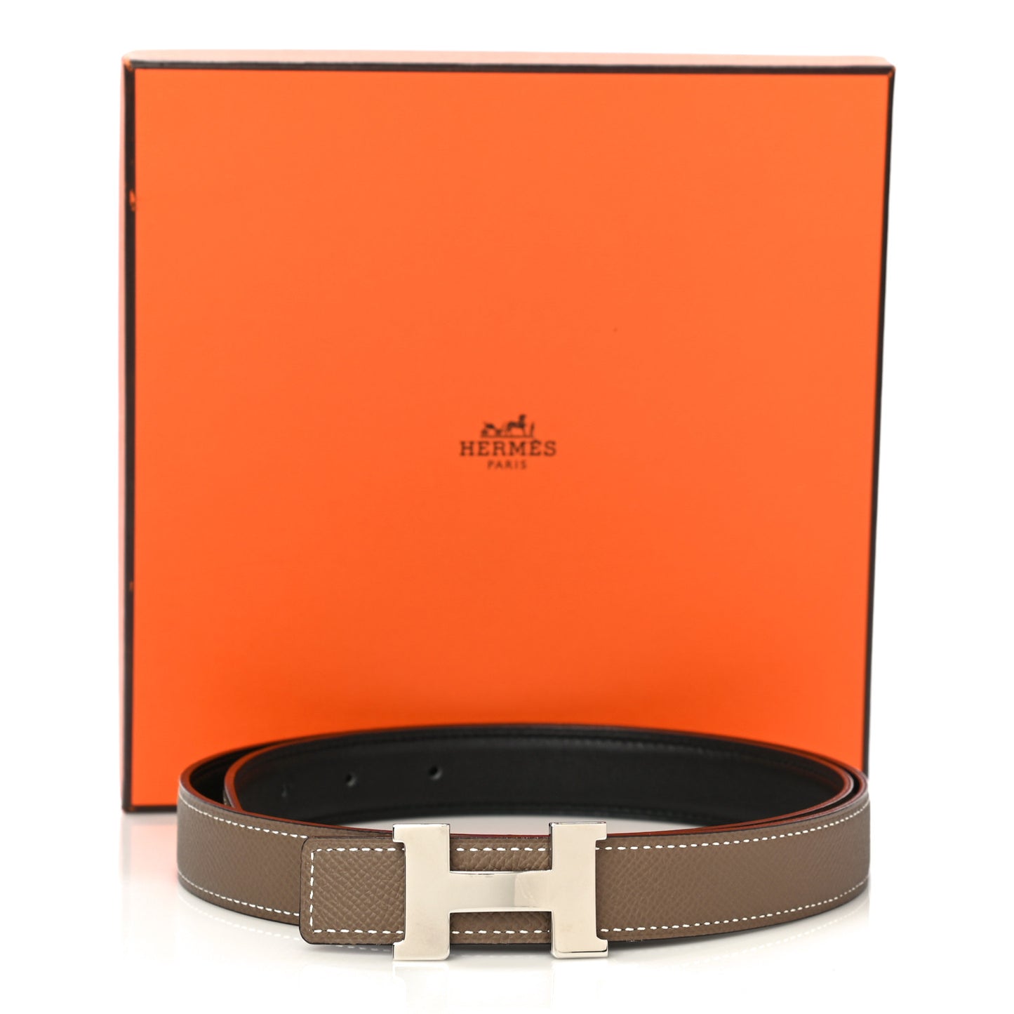 Swift Epsom 24mm Mini Constance H Belt 85 Black Etoupe