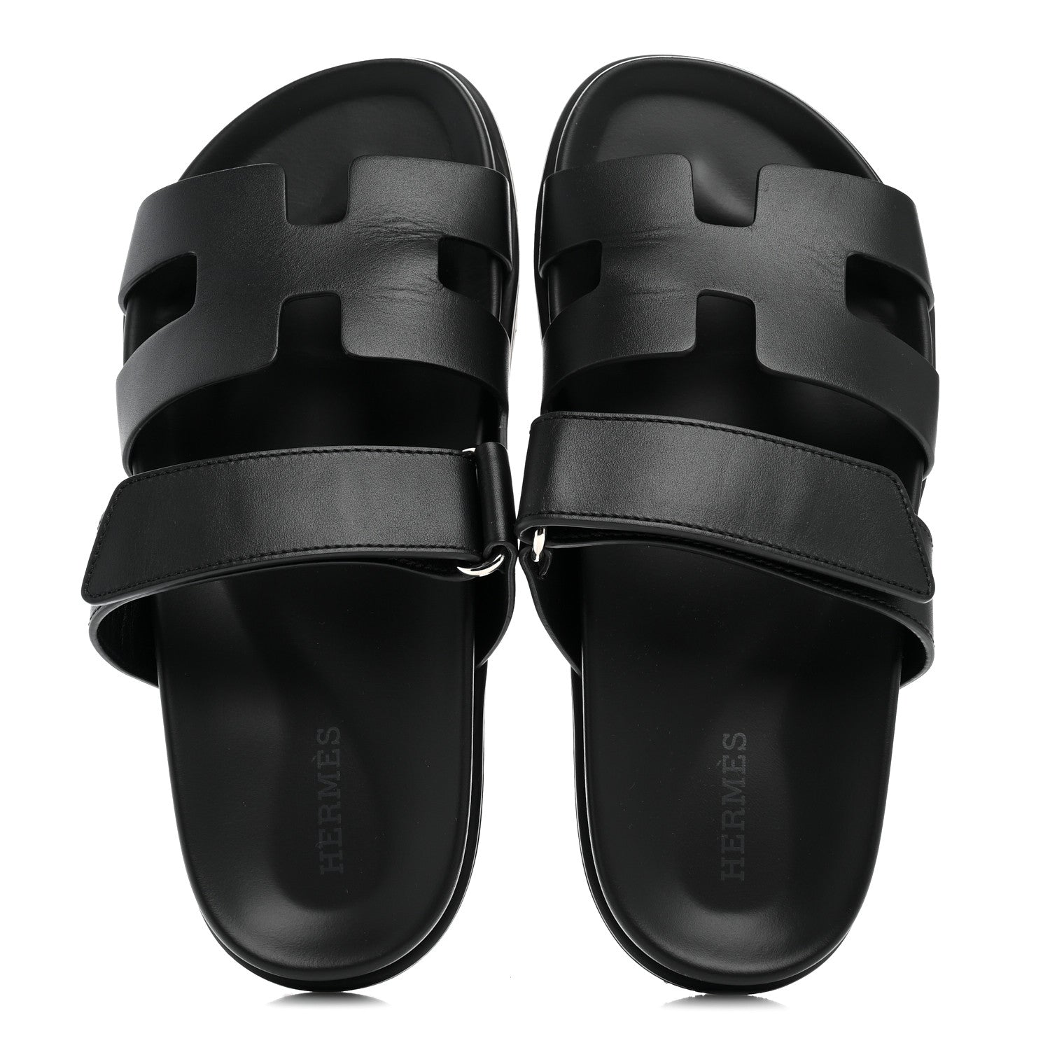 Hermes Calfskin Womens Chypre Sandals 35.5 Black 2 of 10