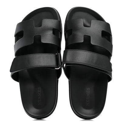 Hermes Calfskin Womens Chypre Sandals 35.5 Black 2 of 10