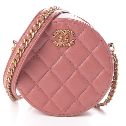 Chanel Lambskin Quilted Round Clutch With Chain Pink 8 of 10