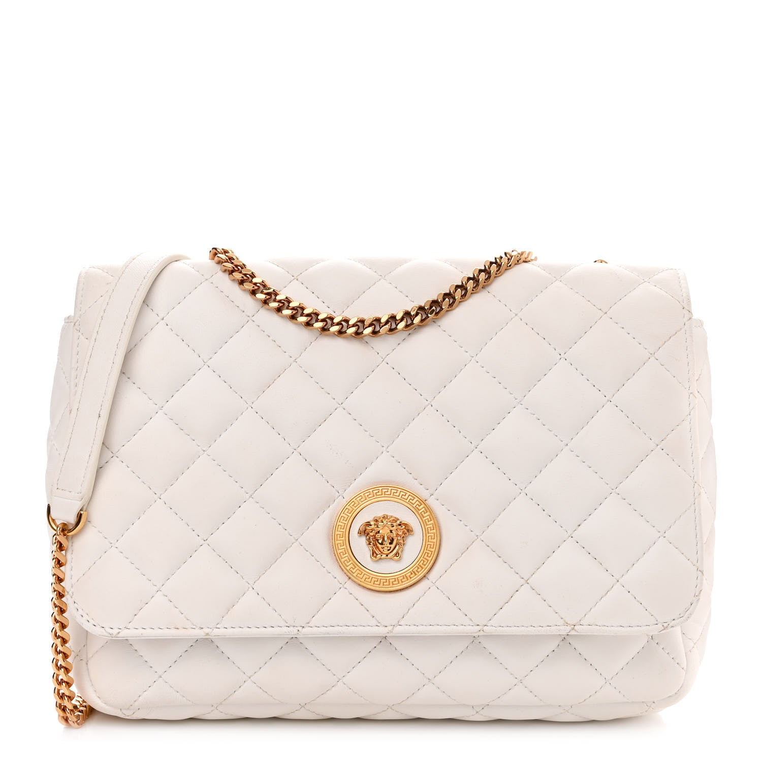 Versace Nappa Quilted La Medusa Chain Crossbody White 1 of 13