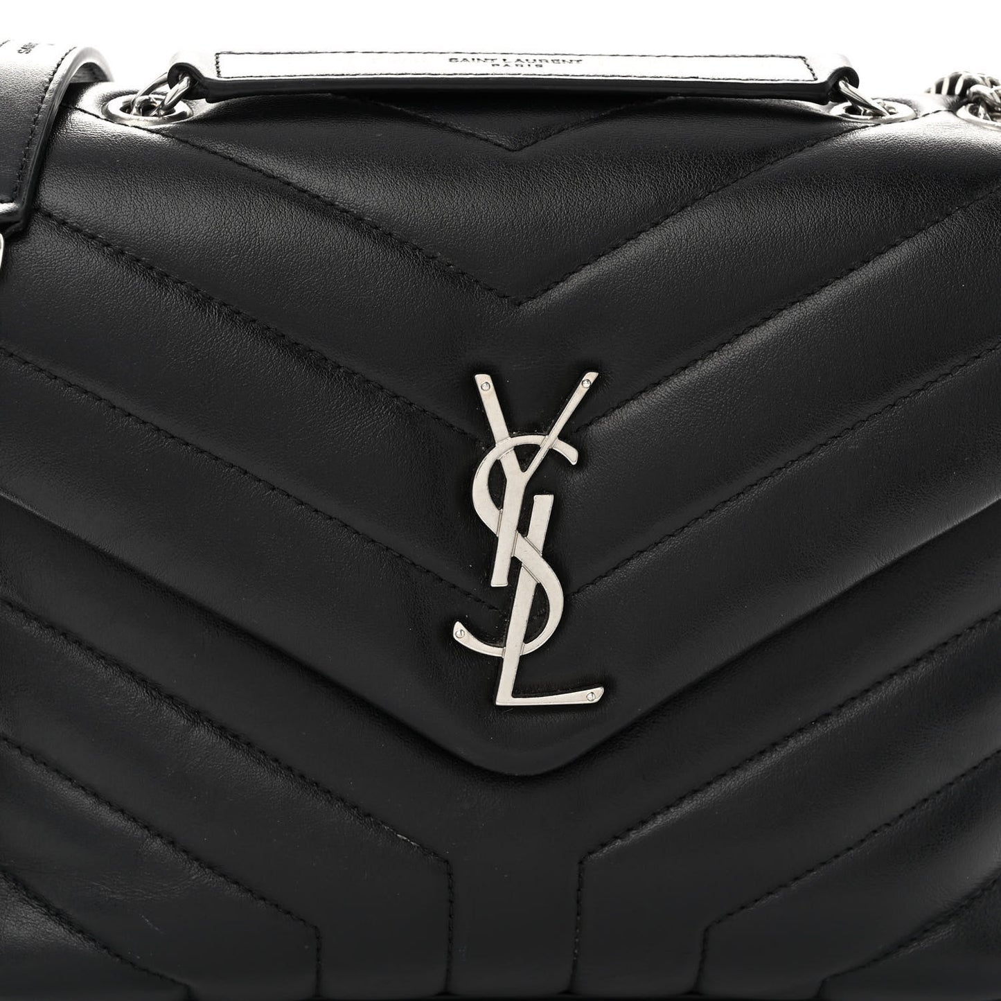 Calfskin Y Quilted Monogram Small Loulou Chain Satchel Black