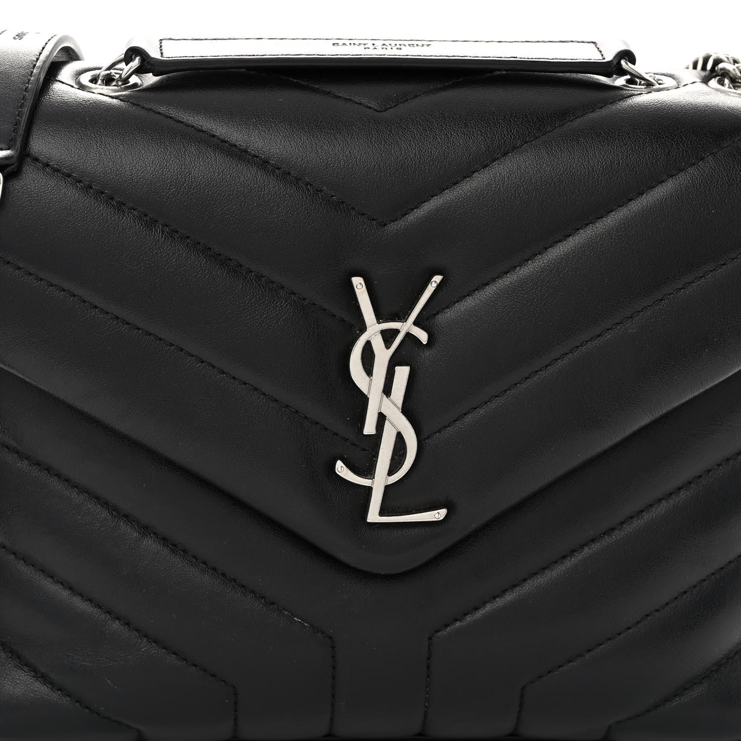 Saint Laurent Calfskin Y Quilted Monogram Small Loulou Chain Satchel Black 8 of 10