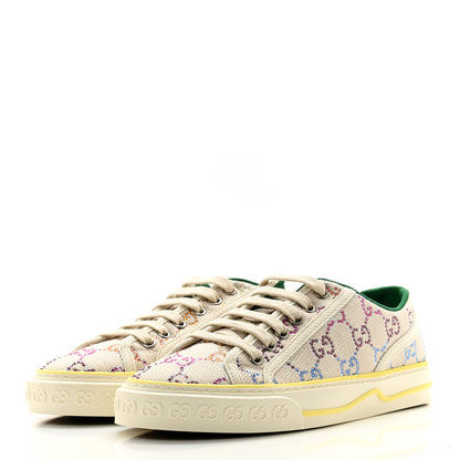 Gucci Canvas Lame Crystal GG Monogram Womens 1977 Tennis Sneakers 37 Gardenia Silver Mystic White 3 of 10