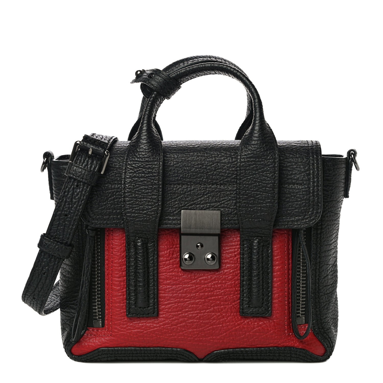 3.1 Phillip Lim Textured Calfskin Mini Pashli Satchel Crimson Black 1 of 9