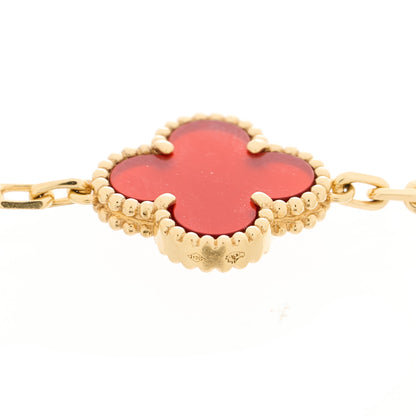 Van Cleef & Arpels 18K Yellow Gold Carnelian 5 Motifs Vintage Alhambra Bracelet 3 of 4